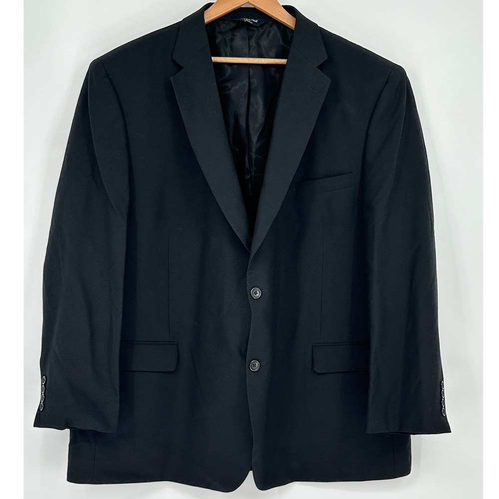 Joseph & Feiss Gold Mens 52 Regular Black 100% Wool 2 Button Blazer Sport Coat